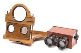 A Victorian mahogany Brewster type stereoscopic viewer,