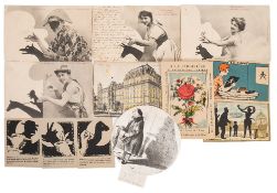 A small collection of late 19th/early 20th century silhouette postcards and related ephemera:,