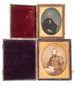 A mid 19th century hand tinted 1/4 plate ambrotype portrait of a gentleman:, photographer unknown,