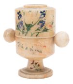 A 19th century alabaster 'Peep egg' viewer:,