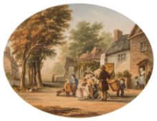 The Showman : a Le Blond oval colour print, f & g. mid-nineteenth century.