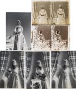 A group of six late 19th century glass plate negative portraits:,