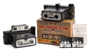 Two Bakelite Coronet '3-D' Stereoscopic cameras:,