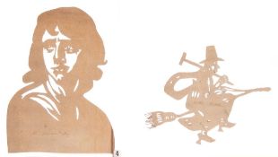 Coptographs or 'White Shadows':, one of a witch riding a broom inscribed 'Mother Shepton' ,