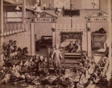Siamese Theatre:, an albumem print of a troop of actors in a Siamese Theatre,