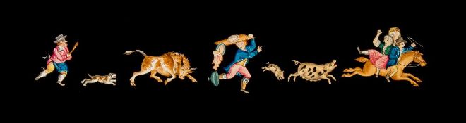 An early 19th century hand painted panoramic magic lantern slide:,