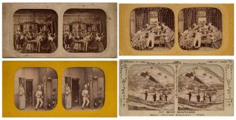 A group of twelve 19th century Tissue or French Tissue Stereoscope views:,