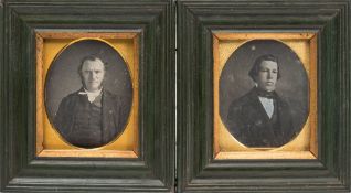 A pair of Victorian daguerreotype portraits :, photographer unknown, one of a man,