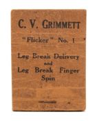 C V Grimmett 'Flicker' No 1 Leg Break Delivery and Leg Break Finger Spin:,