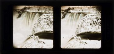 A stereoscope photograph 'Niagra Falls-Winter View' after F Langenheim:,