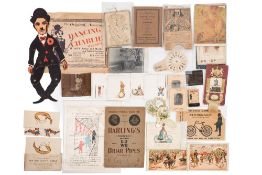 A collection of various postcards and advertising ephemera with optical illusion related subjects:,