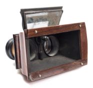 A Victorian burr walnut Brewster type stereoscopic viewer,