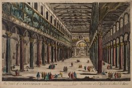 Vue du Optique - Vue Interieur de L'Eglise de Paul de Rome':, hand coloured copper engraved print,