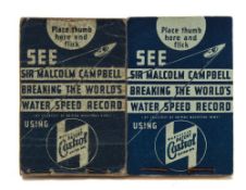 Two Malcolm Campbell Water Speed Record Flick Books:, published by Castrol circa1937,