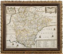 BLOME, Richard - A Mapp of Devon Shire With it's Hundreds : hand coloured map, 310 x 255 mm, 1673.