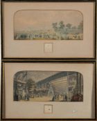 A pair of prints by George Baxter The Great Exhibition:, arch mounted, framed and glazed.