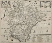 BLOME, Richard - A Mapp of Devonshire with it's Hundreds : uncoloured map, 330 x 270 mm, f & g,