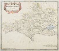 MORDEN, Robert - Dorsetshire : hand coloured map, 420 x 360 mm, f & g, c1695.