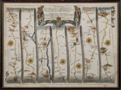 OGILBY, John - Exeter to Dorchester & Plymouth to Dartmouth : hand coloured road map, 450 x 315 mm,