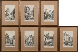 EXETER : a rare set of seven lithographs by Henry Besley, 215 x 130 mm, uniformly f & g, circa.