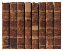 CAMPBELL, John - Lives of the British Admirals : 8 vols, half calf some boards detached, 8vo, 1812.