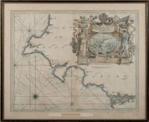 COLLINS, Sir Greenville - Torbay : hand coloured chart, 570 x 450 mm, f & g, c1690s.