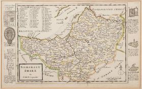MOLL, Herman - Somersetshire : map with original outline hand colouring, 310 x 185 mm, f & g, c1720.