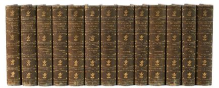 THACKERAY, William Makepeace - The Works : 13 volume set, illust, half calf rubbed, 8vo, Smith,
