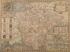 SPEED, John - Devonshire with Excester Described : hand coloured map, 510 x 380 mm,