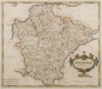 MORDEN, Robert - Devon : hand coloured map, 420 x 355 mm, f & g, c1695.