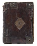 BIBLE : 'The Holy Bible,' early leather covered wooden boards with brass fittings, 4to,