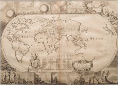 Moxon, Joesph - A Map of all the Earth : World map surrounded with scenes from the Bible,