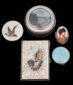 A Continental silver box, bears import marks for Eric Kellermen, London, 1913: of circular outline,
