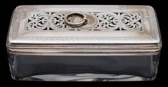 A George IV glass and silver mounted table box, maker John & Archibald Douglas, London,
