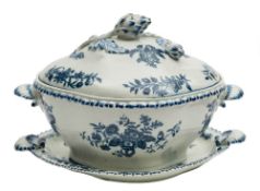 A First Period Worcester blue and white tureen,