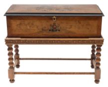 A 19th century Swiss musical box: playing eight airs, with 33cm ratchet lever wound cylinder,