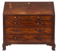 A late George III mahogany bureau:,