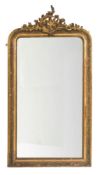 A Victorian carved gilt gesso pier mirror:, with acanthus Rococo scroll and flowerhead cresting,