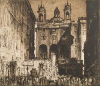 Frank Brangwyn [1867-1936]- St Peter's of The Exchange, Genoa, (St Pierre de la Bourse a Genes),