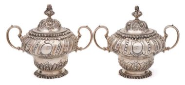 A pair of Victorian silver tea caddies, maker Frederick Bradford Macrea, London,