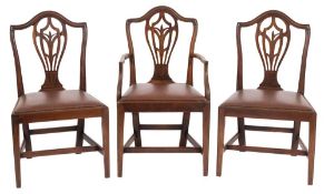 A harlequin set of ten 19th Century mahogany dining chairs in the Hepplewhite taste:,