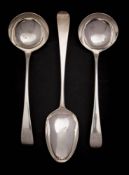 A pair of George III old English pattern sauce ladles, maker Hester Bateman, London,