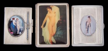 WITHDRAWN FROM SALE A George V silver and later decorated erotic cigarette case,