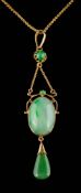 A jade four-stone pendant: with principal central,