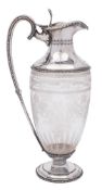 A Victorian glass and silver mounted claret jug, maker William & George Sissons, Sheffield,