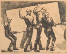 * John Copley [1875-1950]- Stonemasons,:- lithograph, signed in pencil bottom centre 29 x 36cm,