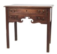 A George III mahogany rectangular side table:, the top with a moulded edge,