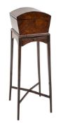An unusual late 18th/early 19th Century burr yew-wood domed casket on a stand:,