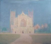 * John Miller [1931-2002] - Exeter Cathedral, a study,:- oil on canvas 66 x 76cm. * Provenance.