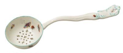 A Chelsea-Derby sugar sifter spoon: with pierced bowl,